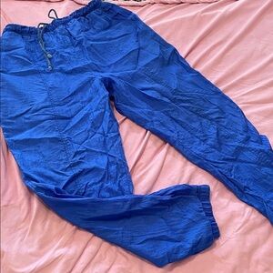 Women’s electric  Blue nylon 80’s Pants medium